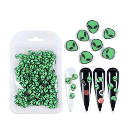 10g, rodajas de alienígenas verdes, decoraciones para decoración de uñas, platillo para hombre, suministros de uñas de arcilla polimérica suave para accesorios profesionales, JORNAILDAN