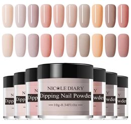 10g Nude Series Powder Set Pure French Nail Nail paillettes sans lampe Cure Derme Nail Powder Manucure Art Design1422088