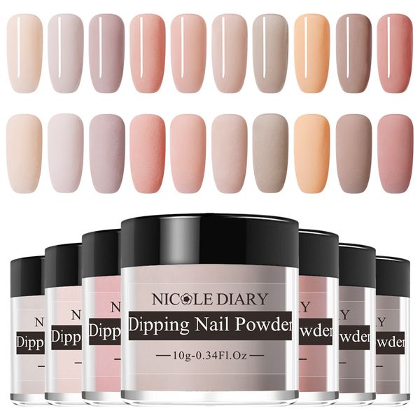 Ensemble de poudre série Nude 10g, paillettes françaises pures pour trempage des ongles sans lampe, poudre pour manucure, Design artistique