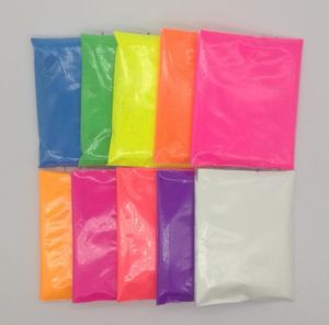 10 g per kleur gemengd 10 kleuren fluorescerend poederpigment voor verf cosmetische zeep neon poeder nagel glitter7426281