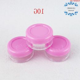 Pot de crème transparent 10G avec bouchon à vis rose, masque 10CC/bouteille d'échantillon pour les yeux contenant cosmétique vide (100 PC/lot) haute quatiy Uaqab