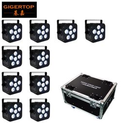 10IN1 Opladen Flightcase Pack Batterijaangedreven Draadloos DMX512 LED Par Light 6x18w tyanshine dom Slim9378778