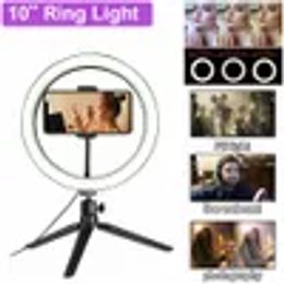 10 pouces 26 cm Dimmable studio LED caméra selfie anneau lumière téléphone vidéo lumière lampe avec trépied pour tiktok ringlight aro de luz ZZ