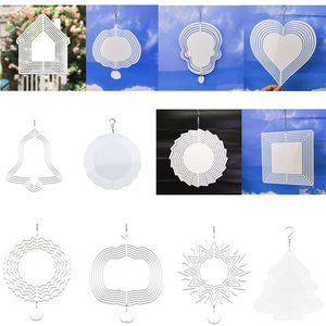 10 inch 3d roestvrijstalen windspinner blanco sublimatie metaal hangende decoratie diy print Chimes Halloween schilderen dubbele kanten DIY kerst ornament