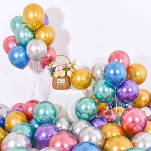 10 pouces 50 pcs/lot nouveaux ballons en Latex de perles en métal brillant épais Chrome couleurs métalliques boules d'air gonflables décor de fête d'anniversaire 20 Lot