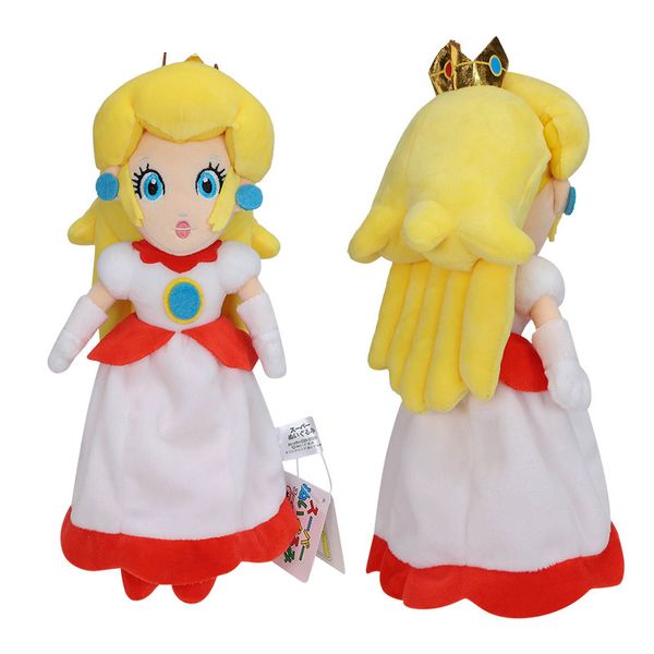 Muñeca de princesa Peach de dibujos animados de 10 pulgadas, juguete de peluche para niñas, juguetes de regalo de Navidad para niños, muñeca de princesa de batalla blanca