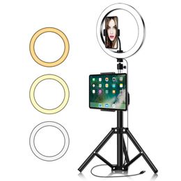 Anneau lumineux circulaire de 10 pouces avec trépied, grand Clip de téléphone pour Ipad, éclairage professionnel pour appareil Photo, maquillage, vidéo Youtube