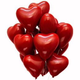 10 inch Ruby Red Love Heart Round Party Decoration Helium Double-knuffel Latex Ballonnen Valentijnsdag Romantische Bruiloft Verjaardag Decor