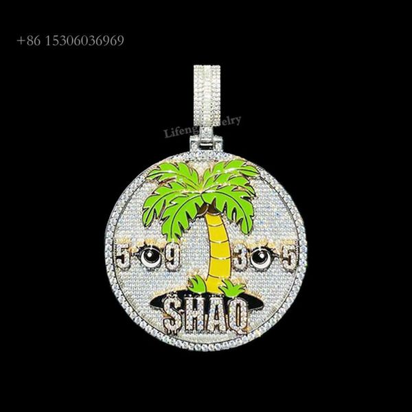 Collier pendentif Hip-Hop personnalisé en forme de lettre de cocotier plaqué or 10K 14K, VVS Moissanite accepté