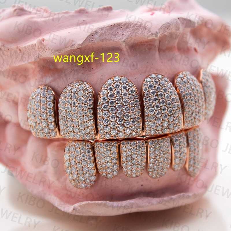 10K 14K Gold Plated Honeycomb Setting 925 Silver VVS Custom Hip Hop Iced Out Moissanite Grills Teeth Grillz