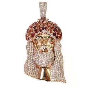 Bijoux Hip Hop en or massif 10K/14K, couronne en saphir, diamant, jésus Moissanite, pendentif glacé