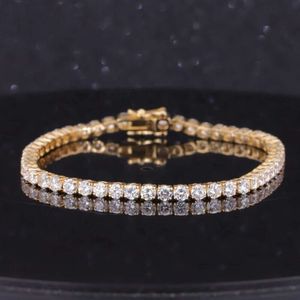 10k 14k Solid Gold Tennis Chain Armband Iced Out 3mm 4mm 5mm Vvs Moissanite Tennis Chain Gia Certified Lab Grown Diamond