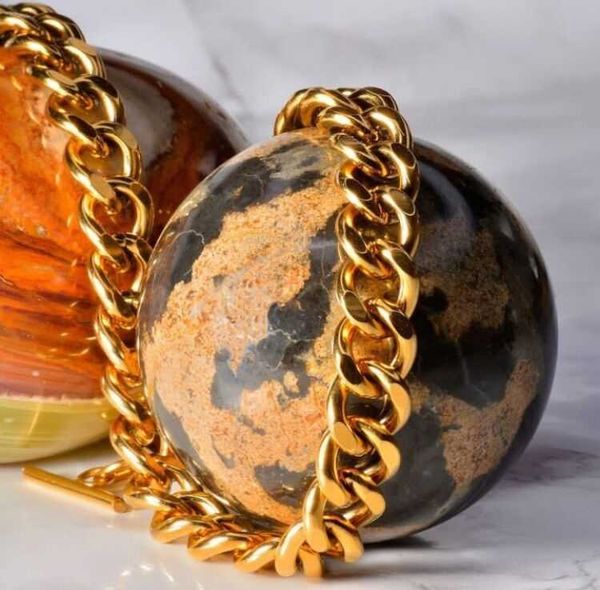 Collier en acier inoxydable plaqué or véritable 10k 18k 24k bijoux plaqués cubains chaîne cubaine en or chaîne en or