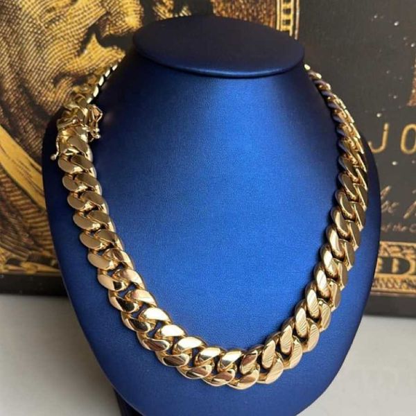 Collar de acero inoxidable chapado en oro real de 10k, 18k, 24k, joyería chapada en cubano, cadena cubana de oro, joyería llena de oro