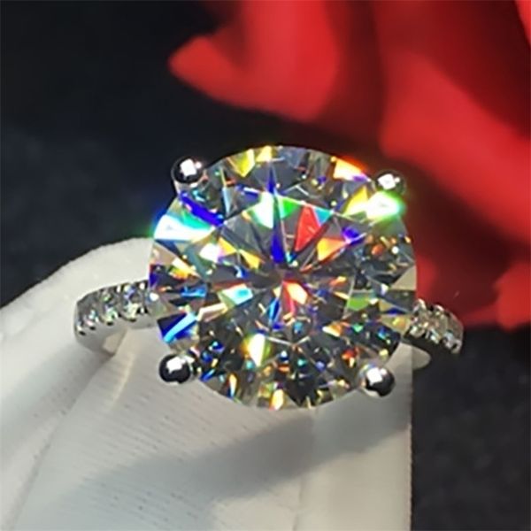 10K Au417 or blanc femmes bague diamants 6 7 8 9 10 carats rond élégant fête de mariage fiançailles anniversaire bague 220816