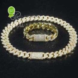 Collar de cadena de moissanita de oro de 10k estilo Hip Hop Real 14k 18k Eslabón cubano sólido joyería fina para hombres J7IM