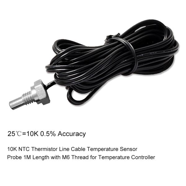 Sensor de temperatura del cable del termistor de 10k NTC 1M Longitud con rosca M6 para controlador de temperatura