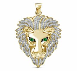 10 km jaune or 3d lion têtes diamant pendant charme 220ct 24quot chaînes couronne men039s bijoux punk8745397