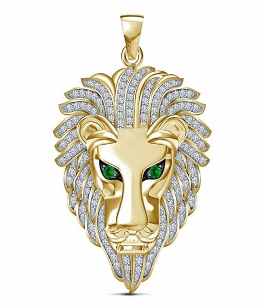 10 km jaune or 3d lion head diamant pendant charme 220ct 24quot chaînes couronne men039s bijoux punk9307670
