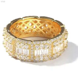 Bague en or jaune 10 carats pour hommes, bague en diamant baguette, véritable Vvs, mariage, Moissanite glacée