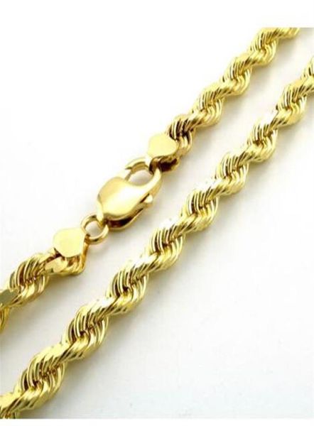 10 km jaune plaqué épais 7 mm diamant coupé chaîne de corde Collier Collier 24 275C4147204