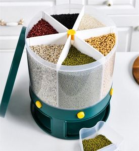 10 kg Cuisine Rangement alimentaire Conteneur Rotation des boîtes de rotation pour céréales en vrac Moisture Proof Organizer Grain Organizer 6 Grid Rice Bucket 223957683