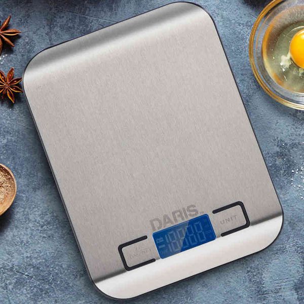 Balance de cuisine 10Kg en acier inoxydable pesant pour la nourriture balance postale numérique mesure LCD balances électroniques de précision 211221