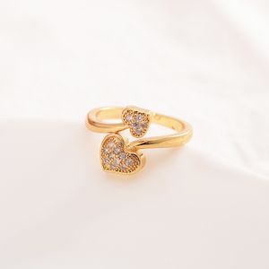 10KT CZ Fine solide THAI BAHT G/F or plein coeur anneaux mariage fiançailles bijoux de mariée pierre élégante anneau épaisseur