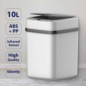 10L Automatische Intelligente Sensor Smart Prullenbak Can Dustbin Deksel Motion Detector Keuken Slaapkamer Energiebesparend Geen ruis Afvalbak 210728