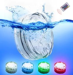 10LEDS RGB LED sous-marin Light Pond Submersible IP67 Piscine imperméable Batterie de la piscine fonctionnelle pour le mariage 4288511