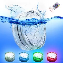 10LED s RGB Led lumière sous-marine étang Submersible IP67 étanche piscine lumière à piles pour fête de mariage 2450