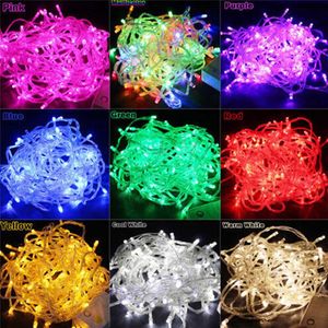 10M 100LEDs LED chaîne lampe AC220V AC110V 9 couleurs lampes de feston étanche guirlande extérieure fête vacances décoration de noël lumière