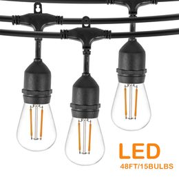 10m 15m IP65 LED lumières de fête en plein air S14 LED chaîne lumière pour Patio jardin vacances lumières de mariage 220408