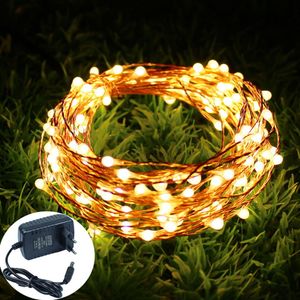 10M 20M 30M 40M 50M vacances LED guirlande lumineuse fil de cuivre corde étoilée étanche Flexible fée lumières fête Garde 12V alimentation Adapte1780