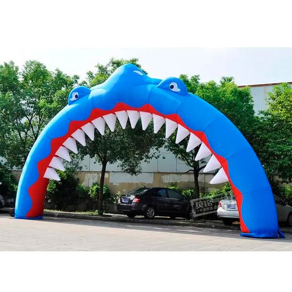 Globo inflable con arco de tiburón para entrada, venta al por mayor, 10m, 32,8 pies de ancho, para decoración de fiestas y festivales