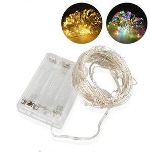 Guirnalda de luces Led con pilas 3AA, luces de hadas de alambre de cobre y plata para vacaciones, bodas, fiestas, Navidad, lámpara de gotas