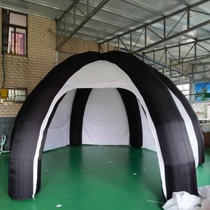 Tente araignée gonflable extérieure personnalisée de 10 m 33 pieds de diamètre, avec porte à fermeture éclair et murs, auvent blanc et noir, gazébo pneumatique pour événements, vente en gros
