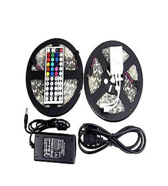 Bande lumineuse LED RGB 5050, 10m, 12V DC, étanche, 30 diodes, 150 diodes, 5 rouleaux, Fita De Tiras Luces, 44 touches, télécommande 6A, Power8619735