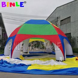 Tienda de campaña inflable gigante con forma de araña, color arcoíris, soplado de aire, 10m, con 6 vigas, gran marquesina de césped para exteriores para eventos