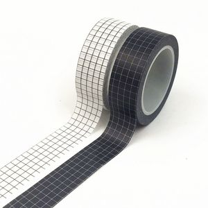 10m Zwart-wit Grid Washi Tape Japanse Papier DIY Planner Masking Tape Adhesive Tapes Stickers Decoratieve briefpapier Tapes 2016
