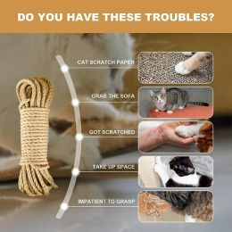 10m Cat Scratcher Corche à chat Stratching Diy Natural Sisal Rope Paw griffe meuble Protecteur Stratching Post Rascador Gato