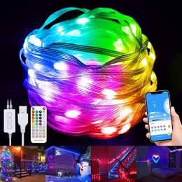 10m DC5V WS2812B LED String Fiesta Luces de cumpleaños Decoración BT Música Control de la sala Decoración LED IP67 al aire libre al aire libre IP67