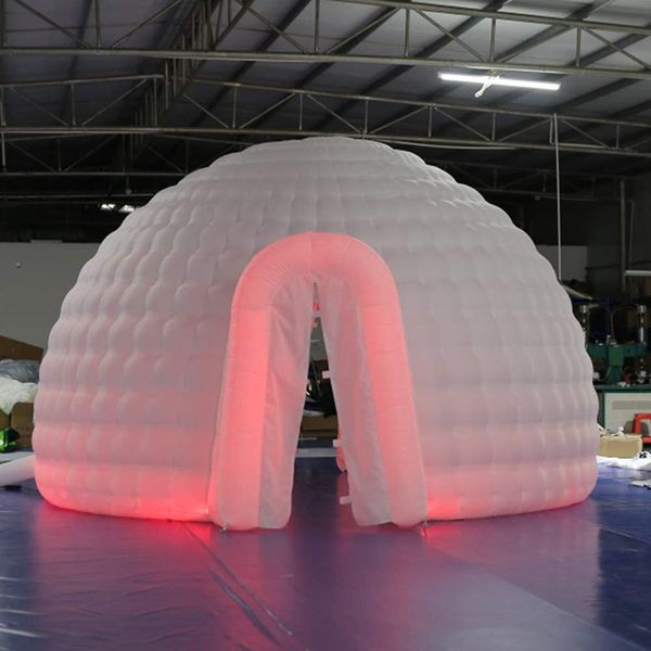 10m dia (33 pieds) tente de dôme igloo gonflable avec souffleur d'air (blanc, un portes) atelier de structure pour l'événement exposition de mariage