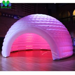 10 m de dia (33 pieds) avec une tente de demi-dôme gonflable à LED commerciale à LED commerciale avec ventilateur intégré Luna Temporary Cocktail Bar pour le spectacle de fête