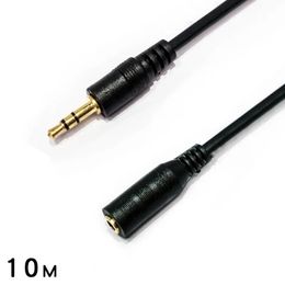 Cable de audio para auriculares de 10 m, conector chapado en oro de 3,5 mm, cable auxiliar macho a hembra