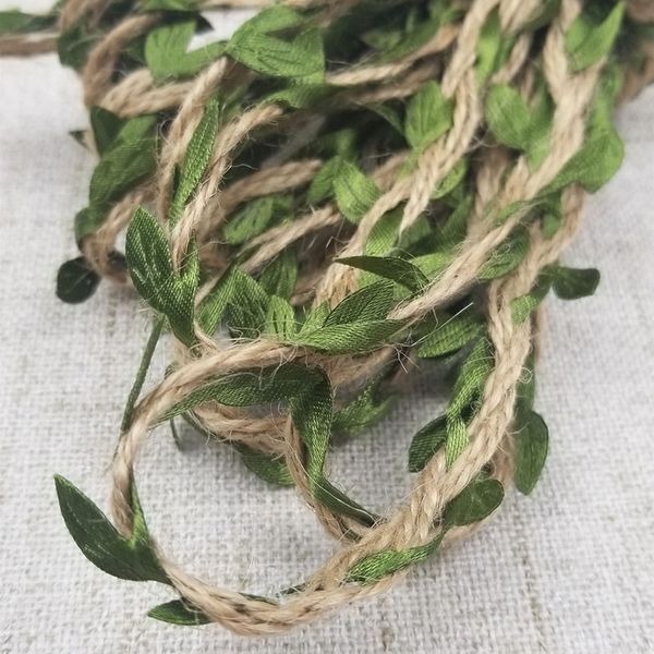 Cuerda de cáñamo de 10 m con vid de hoja verde, decoración para fiesta de boda, etiqueta diy, tela de ratán, cuerda tejida para envolver regalos