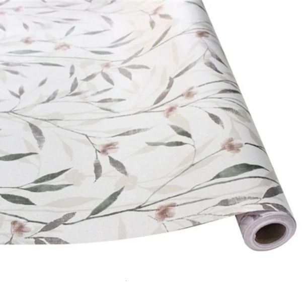 Papel tapiz de hoja floral de 10m de largo, diseño de papel de pared autoadhesivo de vinilo para paredes, baño, dormitorio, decoración del hogar 231220