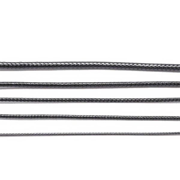 10 m/lote de cordón de algodón encerado negro de 0,5mm-2mm de diámetro, hilo encerado, correa, collar, cuerda para fabricación de joyas, suministros al por mayor