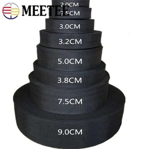 10M Meetee 20mm-100mm Banda de correas de poliéster negro Mochila Correa Collar para mascotas Cinta Cinturón Bolsa Costura Bies Ropa Cinta Accesorio 240111