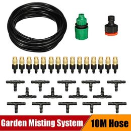 10M Outdoor Patio Cooling Misting System Water Spray Mist Vermidding Slang Nozzles Set Garden Greenhouse Irrigatie Watering Kit Y200106